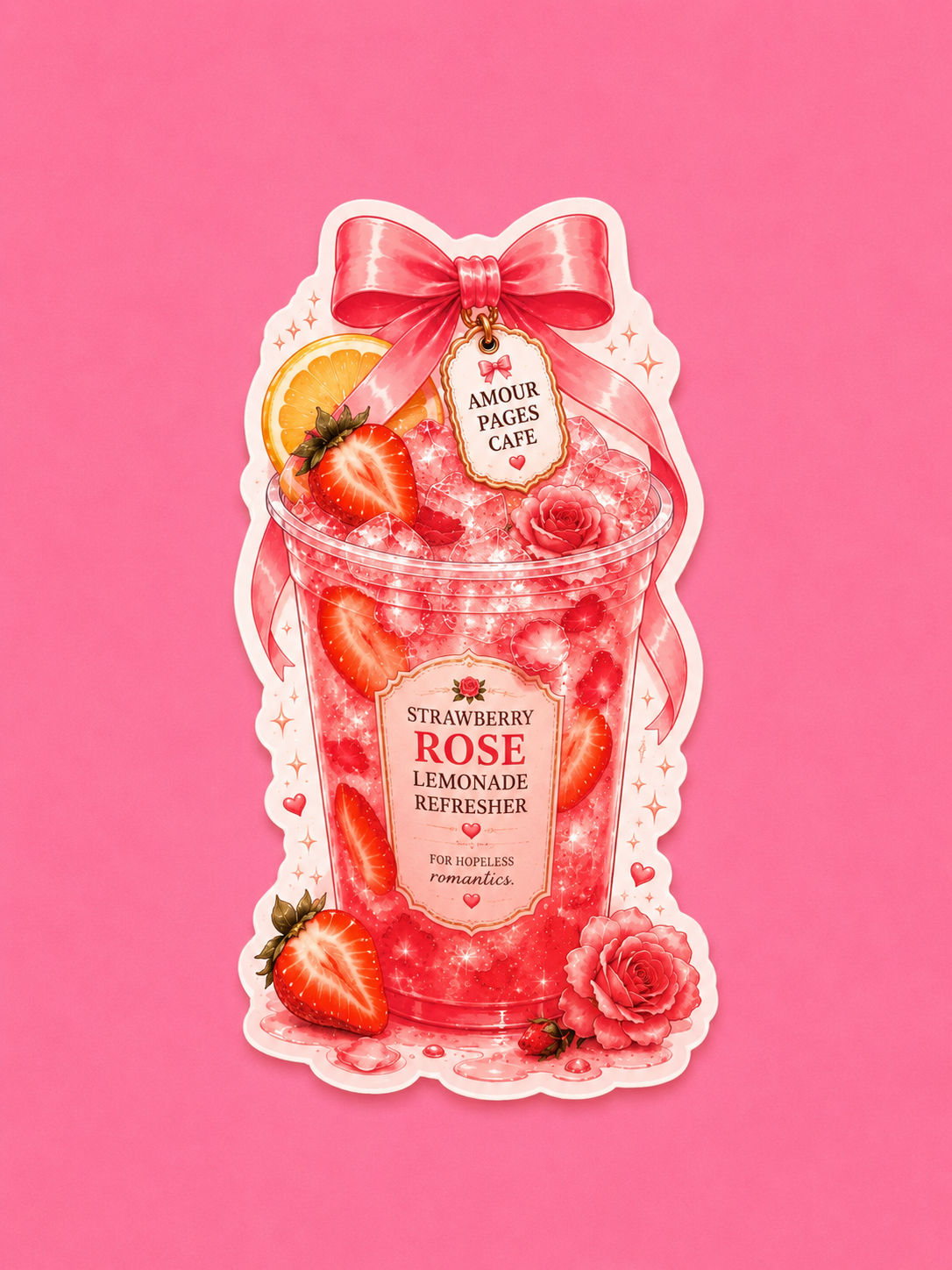 Strawberry Rose Lemonade Refresher Bookmark