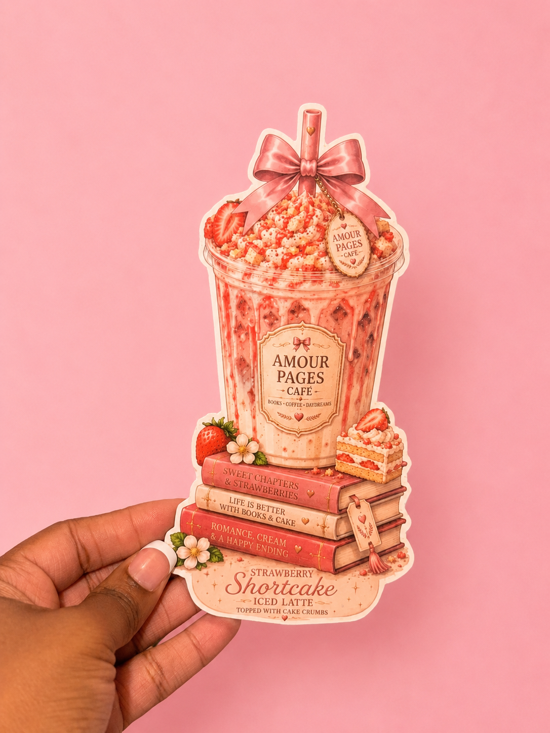 🍓 Strawberry Shortcake Iced Latte Bookmark 🍓